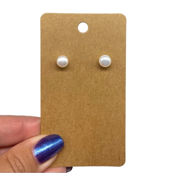 Freshwater Pearl Stud Earrings 925 Sterling Silver Post Stud Genuine Pearls - Picture 2 of 11